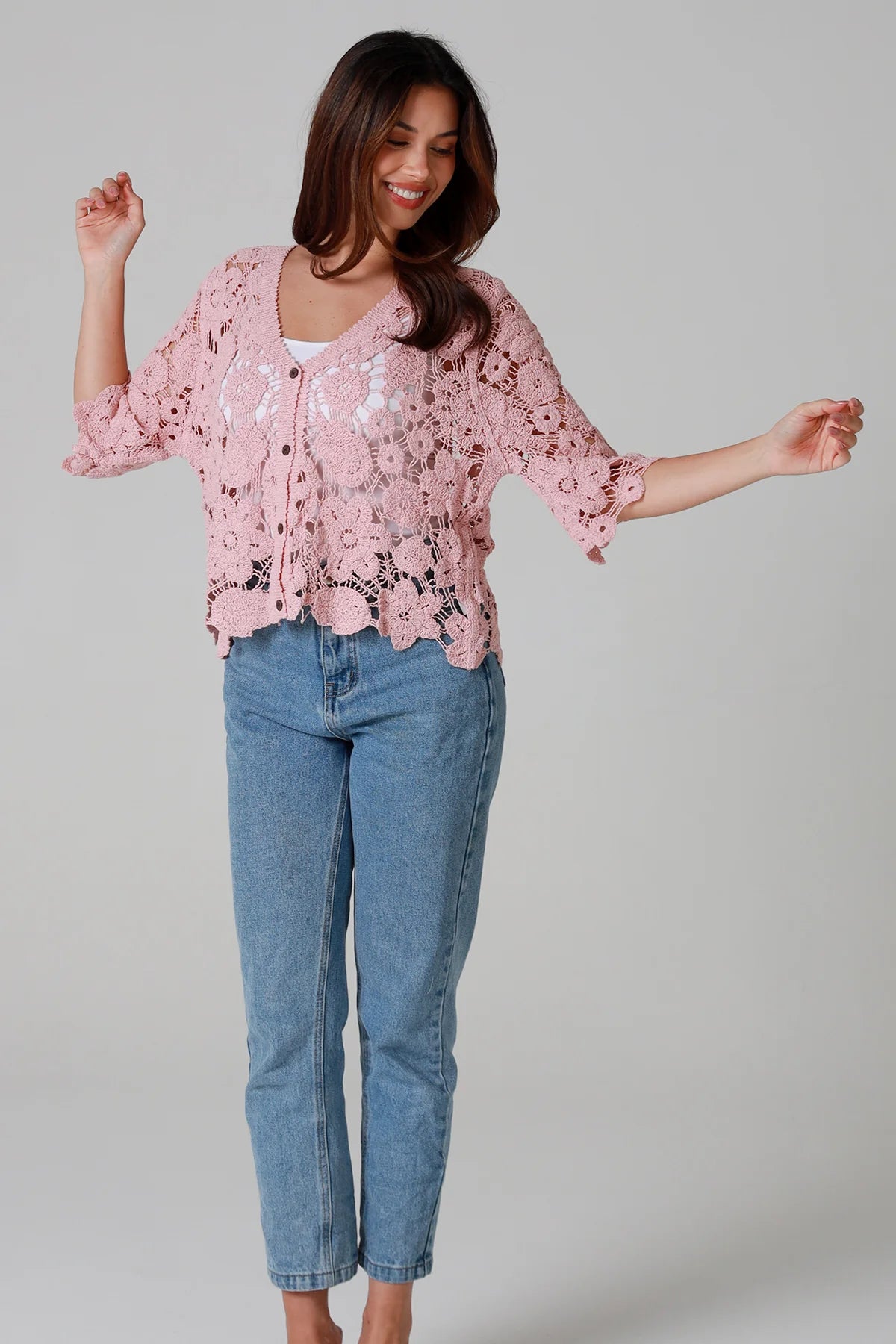 Willow Crochet Top Pink