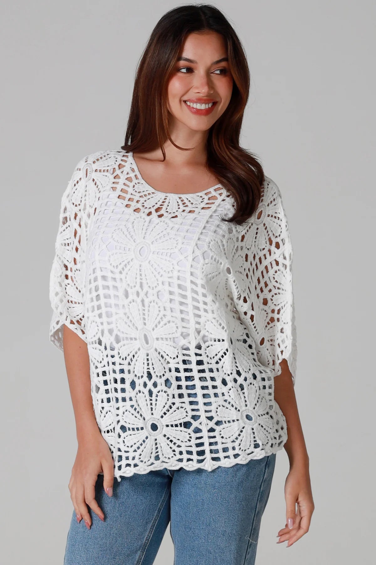 Heather Crocheted Top White