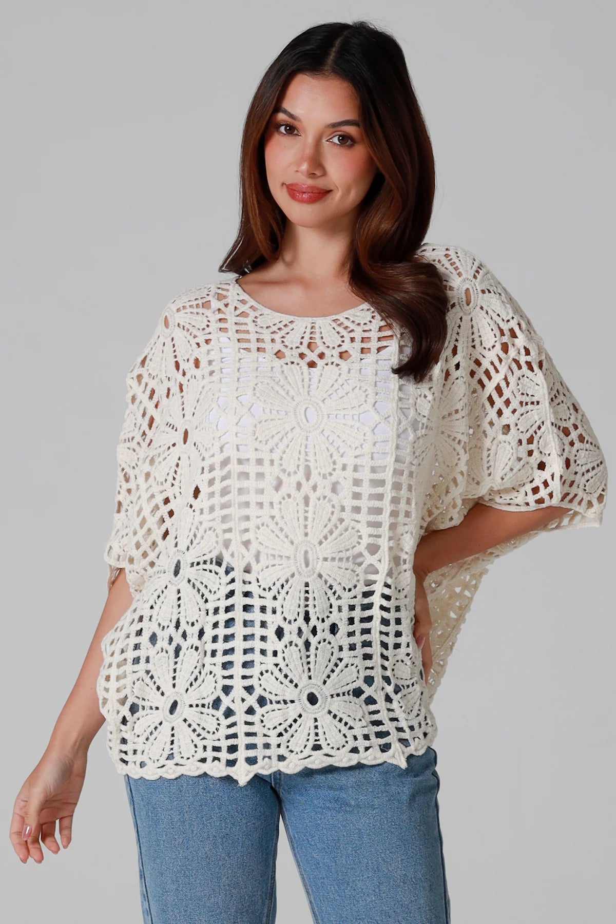 Heather Crocheted Top Natural