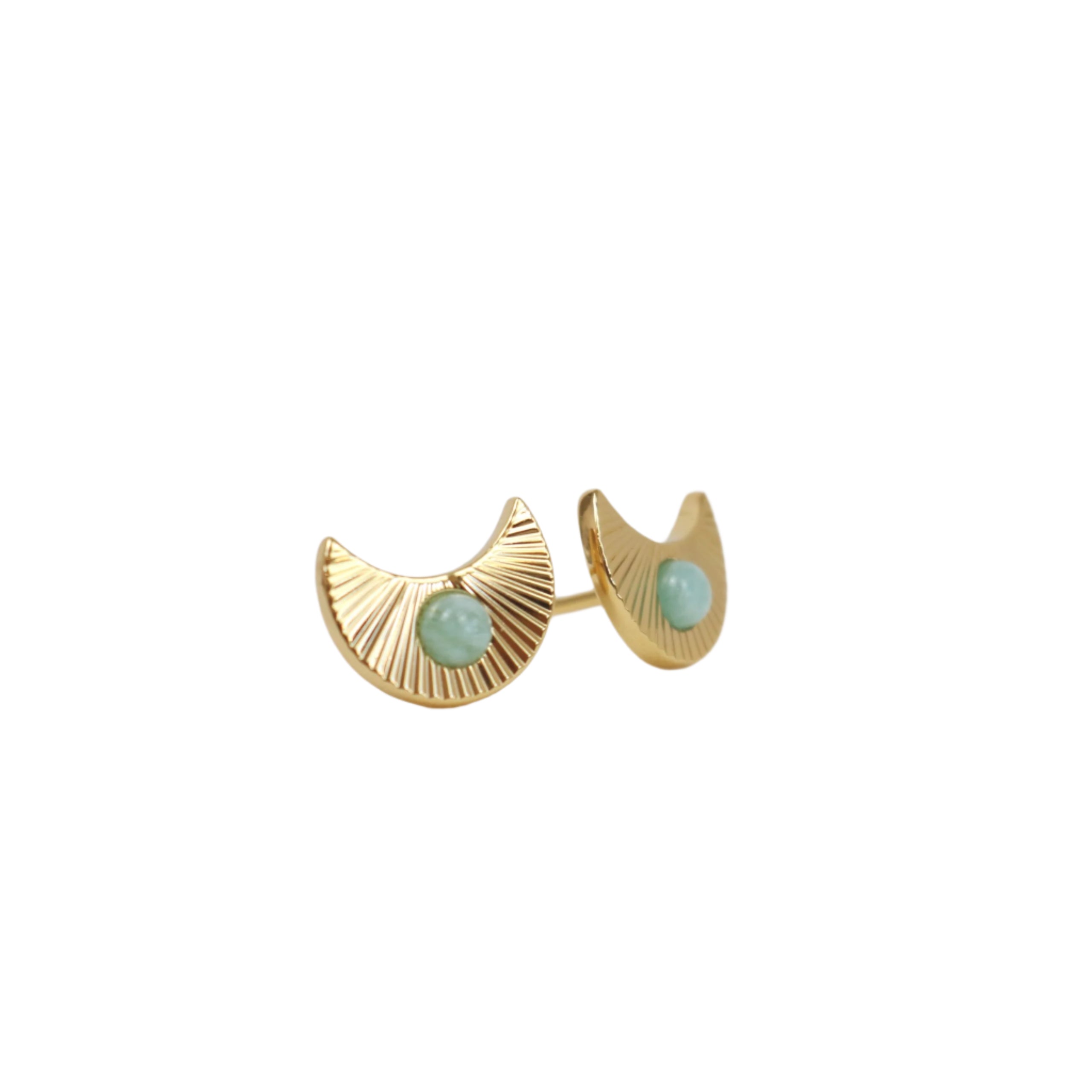 Lunar Studs in Gold with Green Amazonite