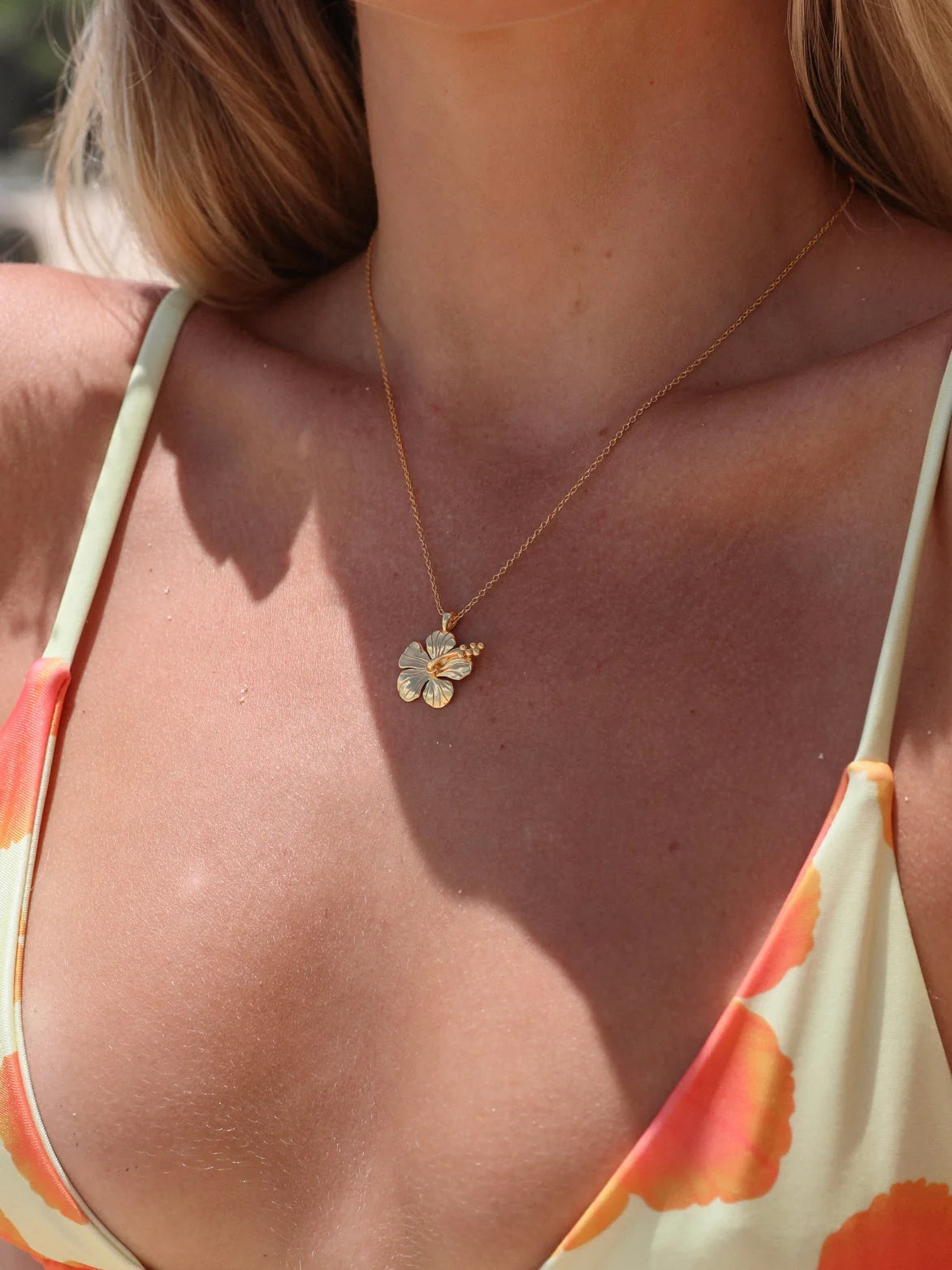 Hibiscus Necklace 18K Gold Vermeil