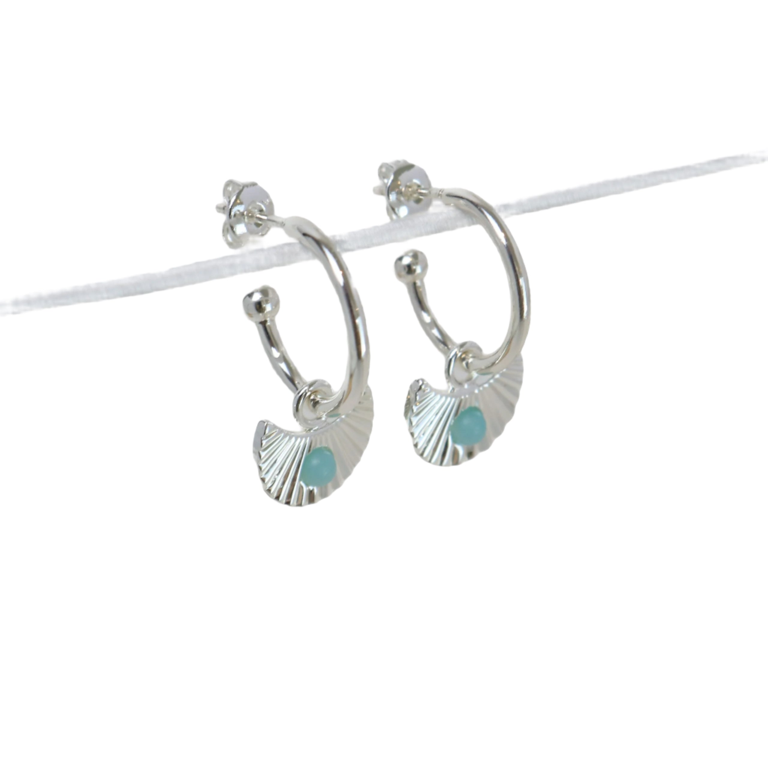 Moon Gazer Earrings in Silver with Green Amazonite