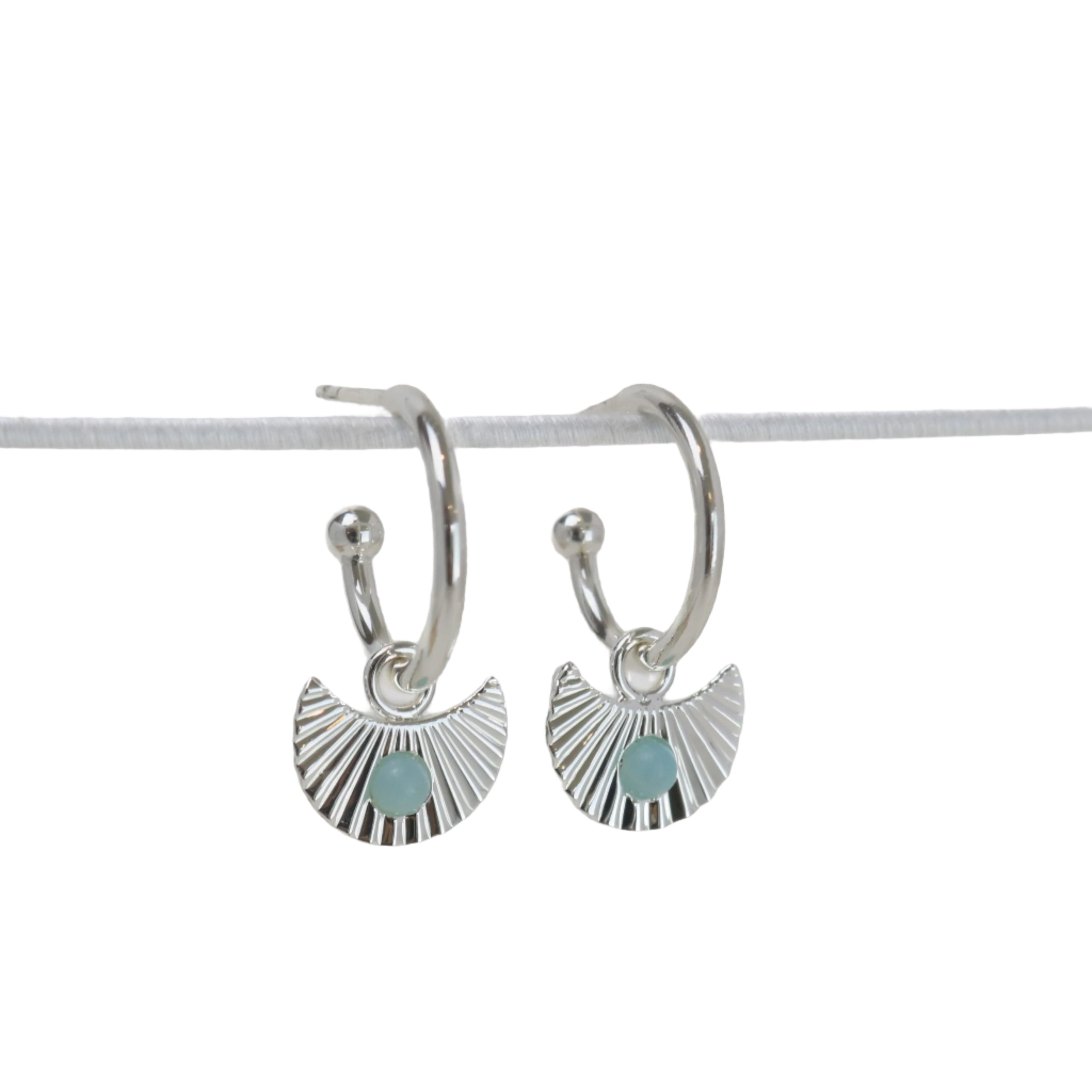 Moon Gazer Earrings in Silver with Green Amazonite
