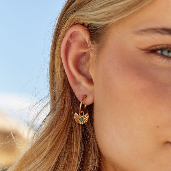Moon Gazer Earrings in Gold with Green Amazonite