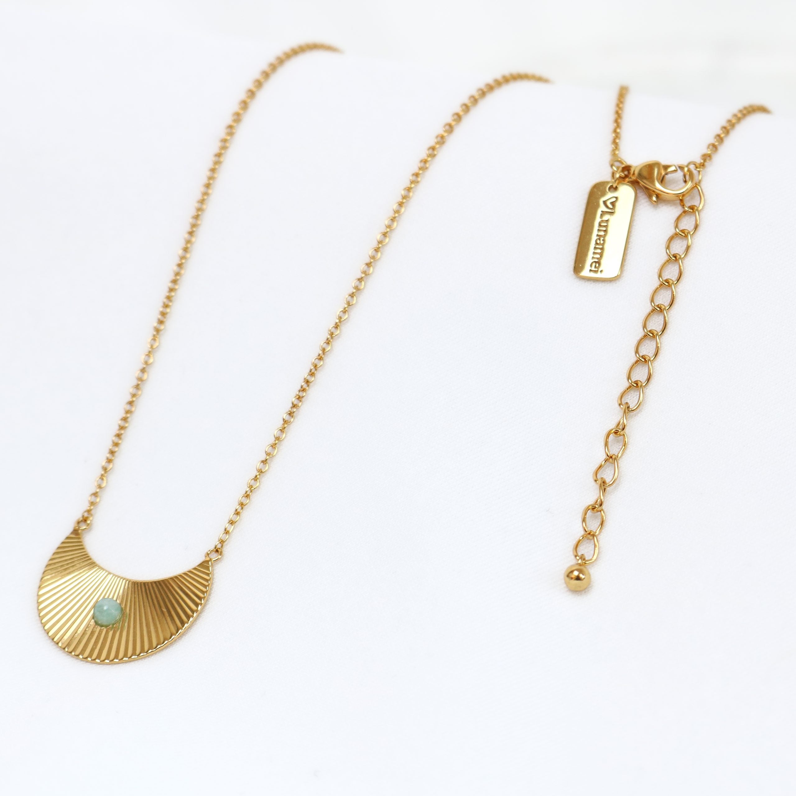 Moon Beam Necklace in Gold with Green Amazonite