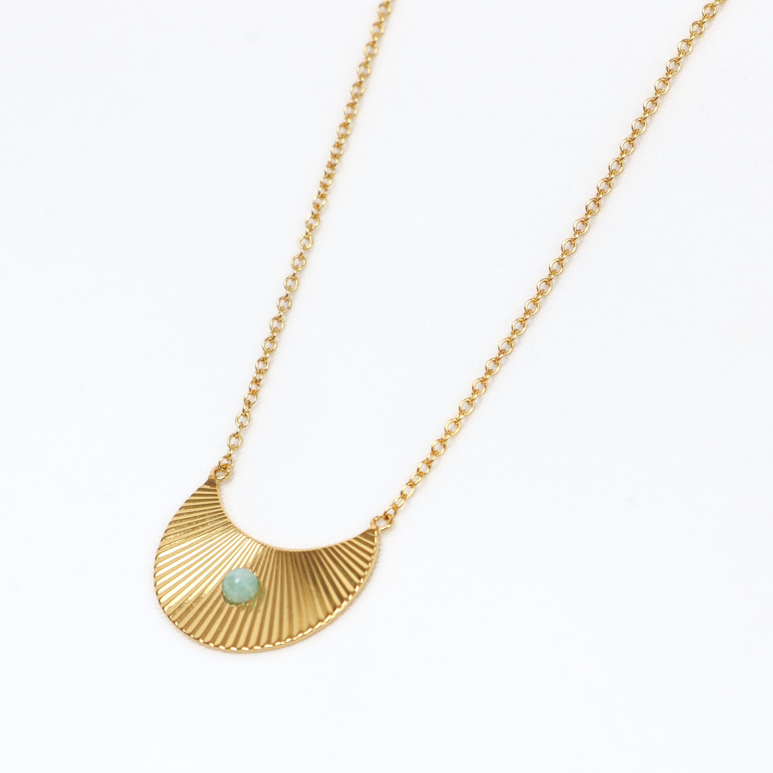 Moon Beam Necklace in Gold with Green Amazonite