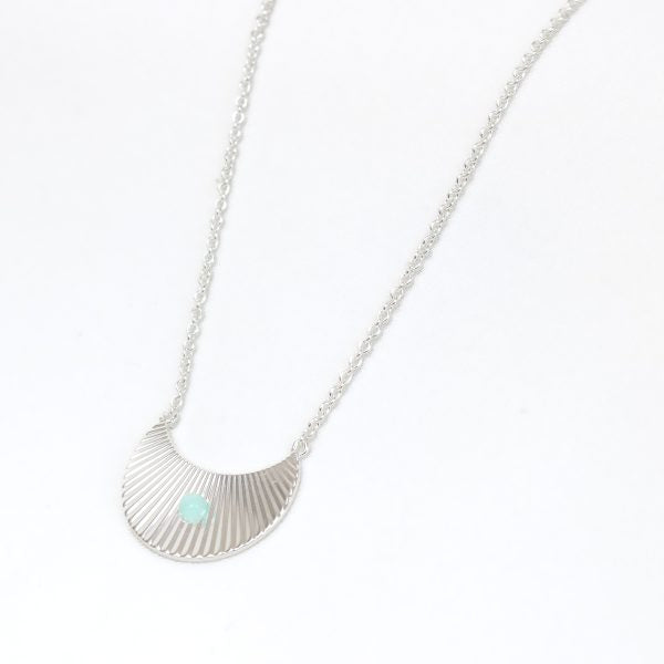 Moon Beam Necklace in Silver with Green Amazonite