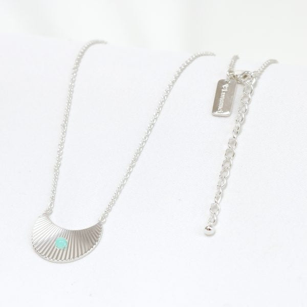 Moon Beam Necklace in Silver with Green Amazonite