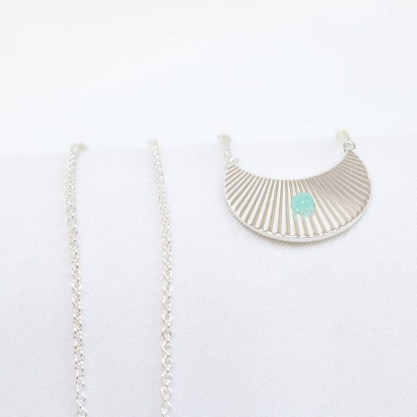 Moon Beam Necklace in Silver with Green Amazonite