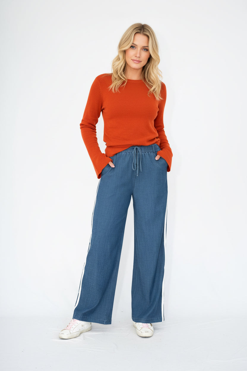 Luna Denim Racer Stripe Pant