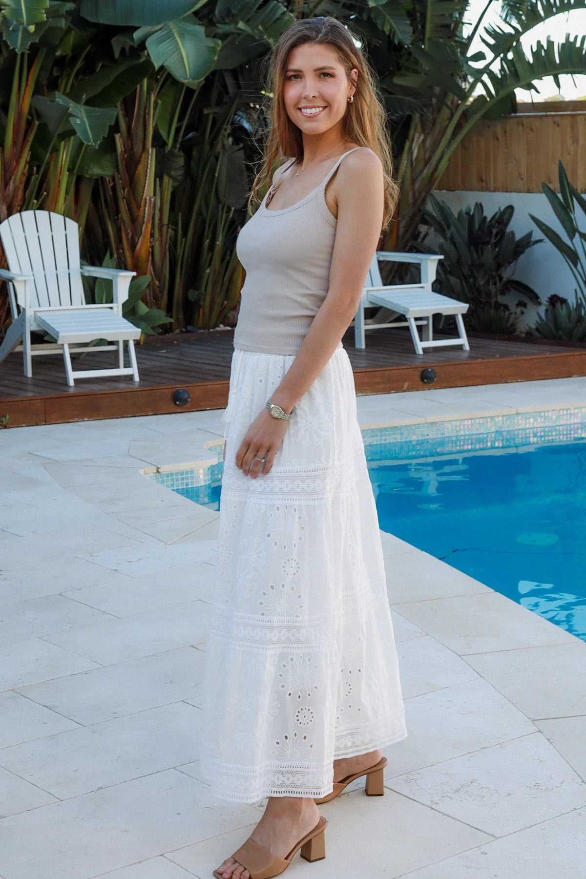 Summer Lace Broderie Maxi Skirt