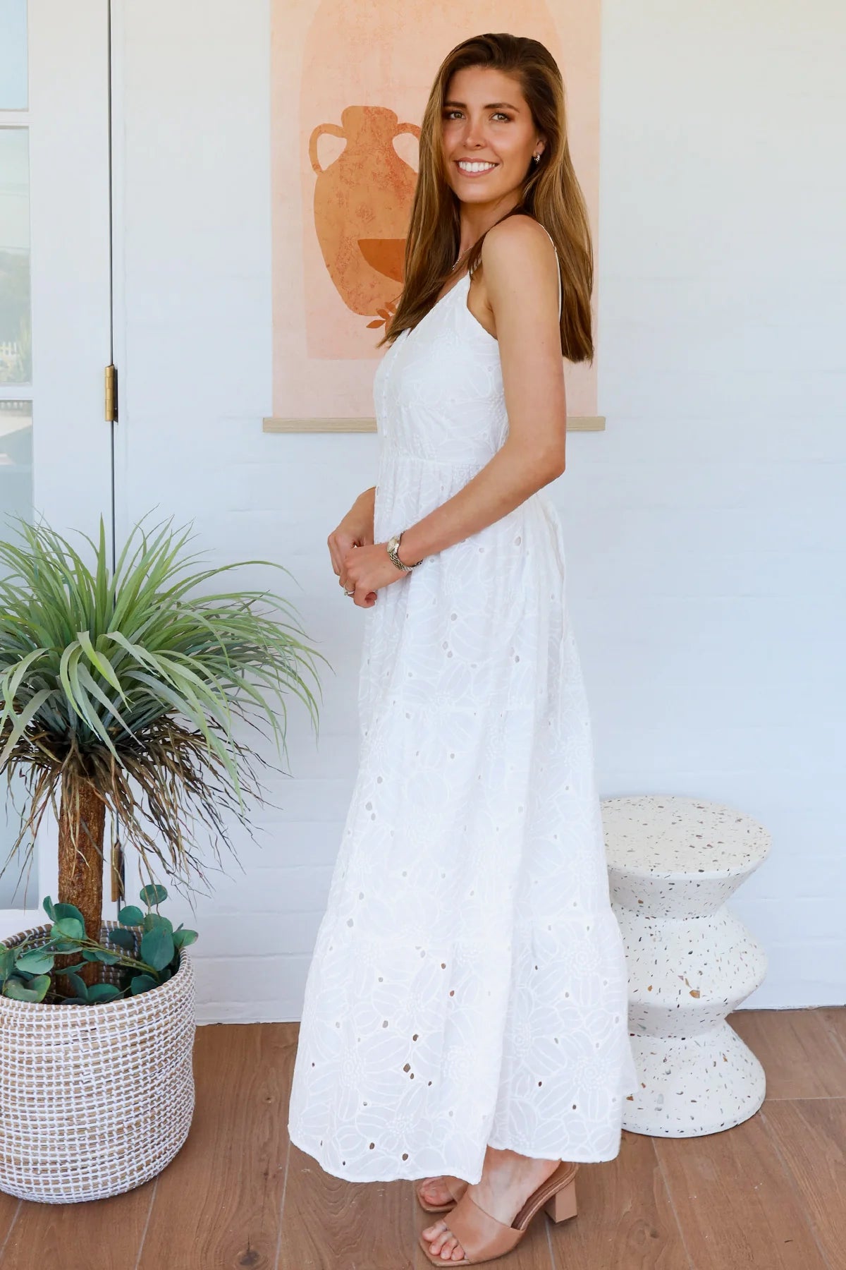 Summer Lace Broderie Maxi Dress