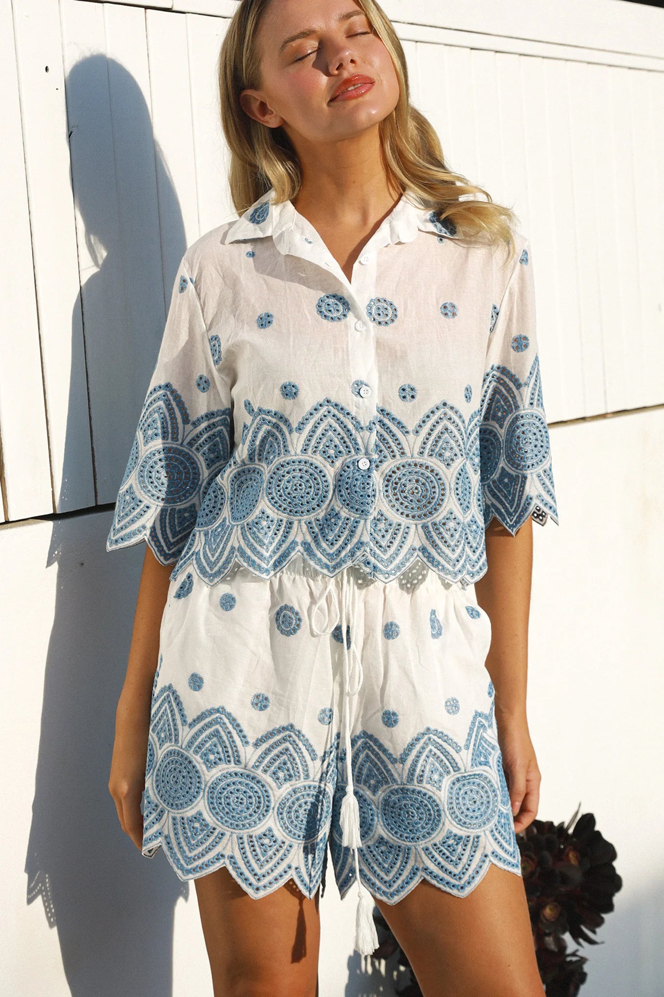 Sandswept Broderie Set in Blue