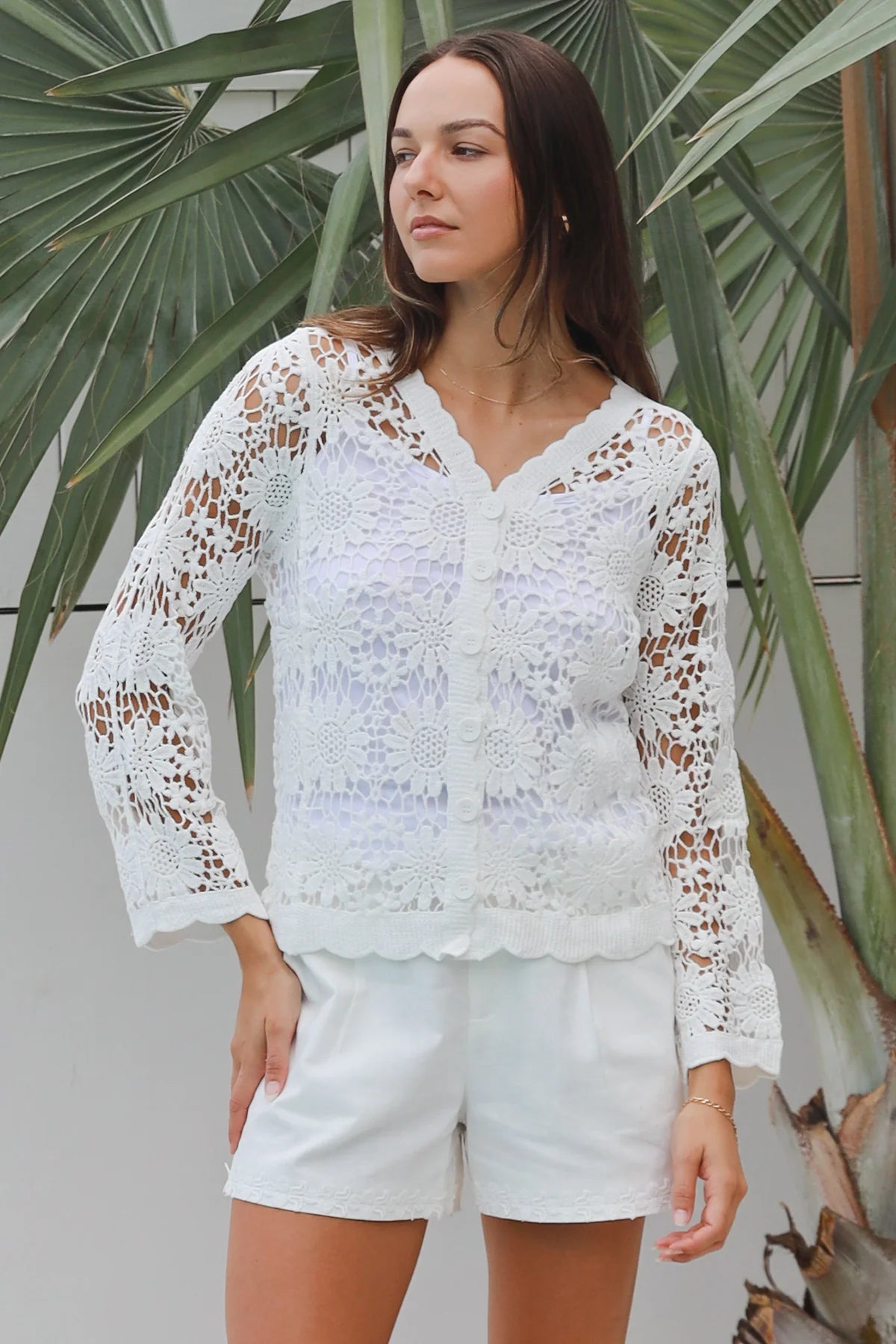 Isadora Long Sleeve Top White