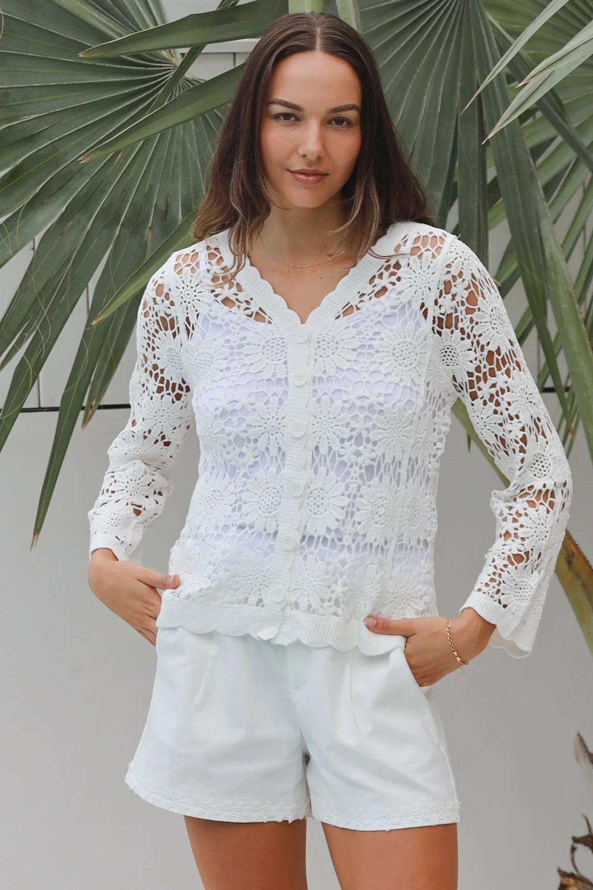 Isadora Long Sleeve Top White