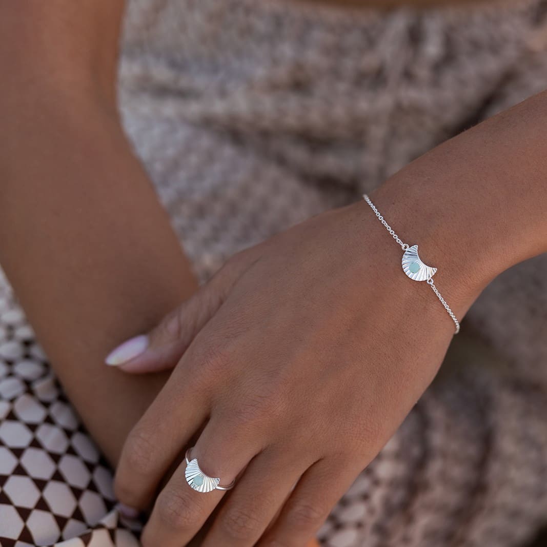 Ray Of Light Bracelet in Silver with Green Amazonite