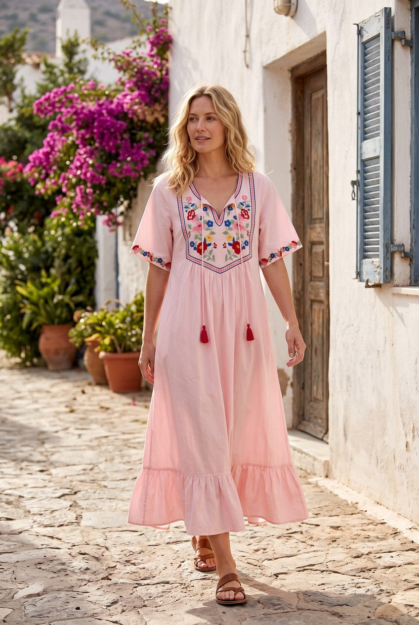 Flower Garden Maxi Dress Pink
