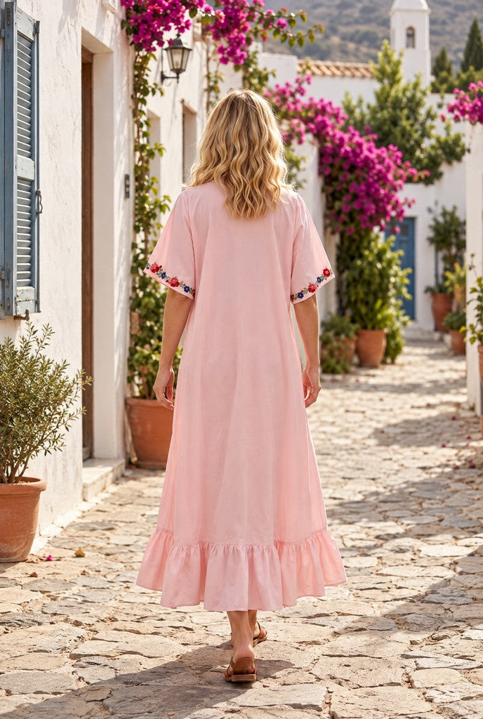 Flower Garden Maxi Dress Pink