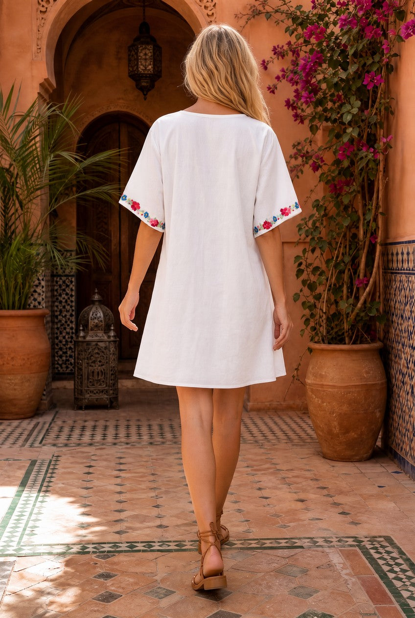 Flower Garden Babydoll Dress White