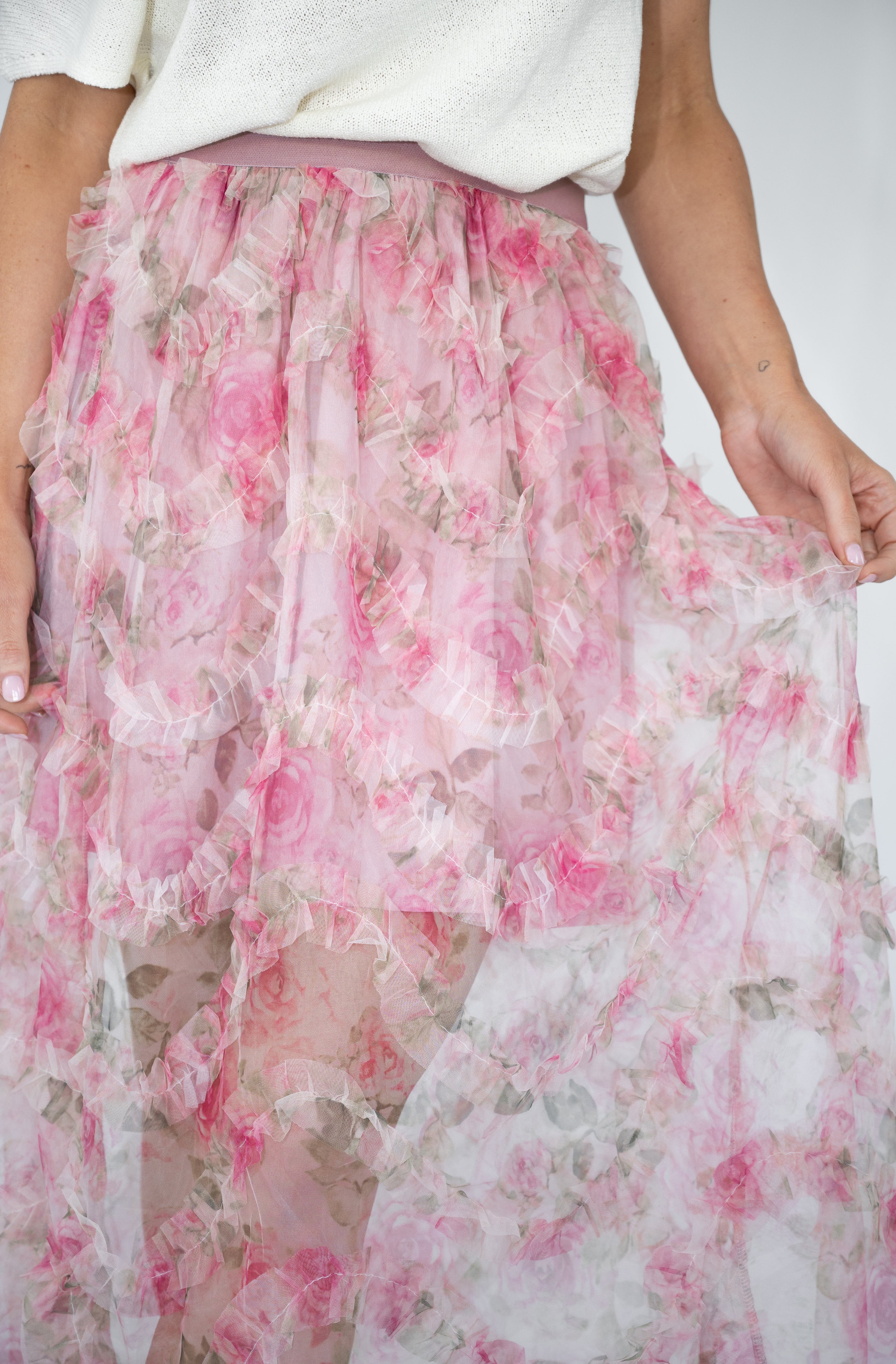 Yasmin Flower Mesh Skirt