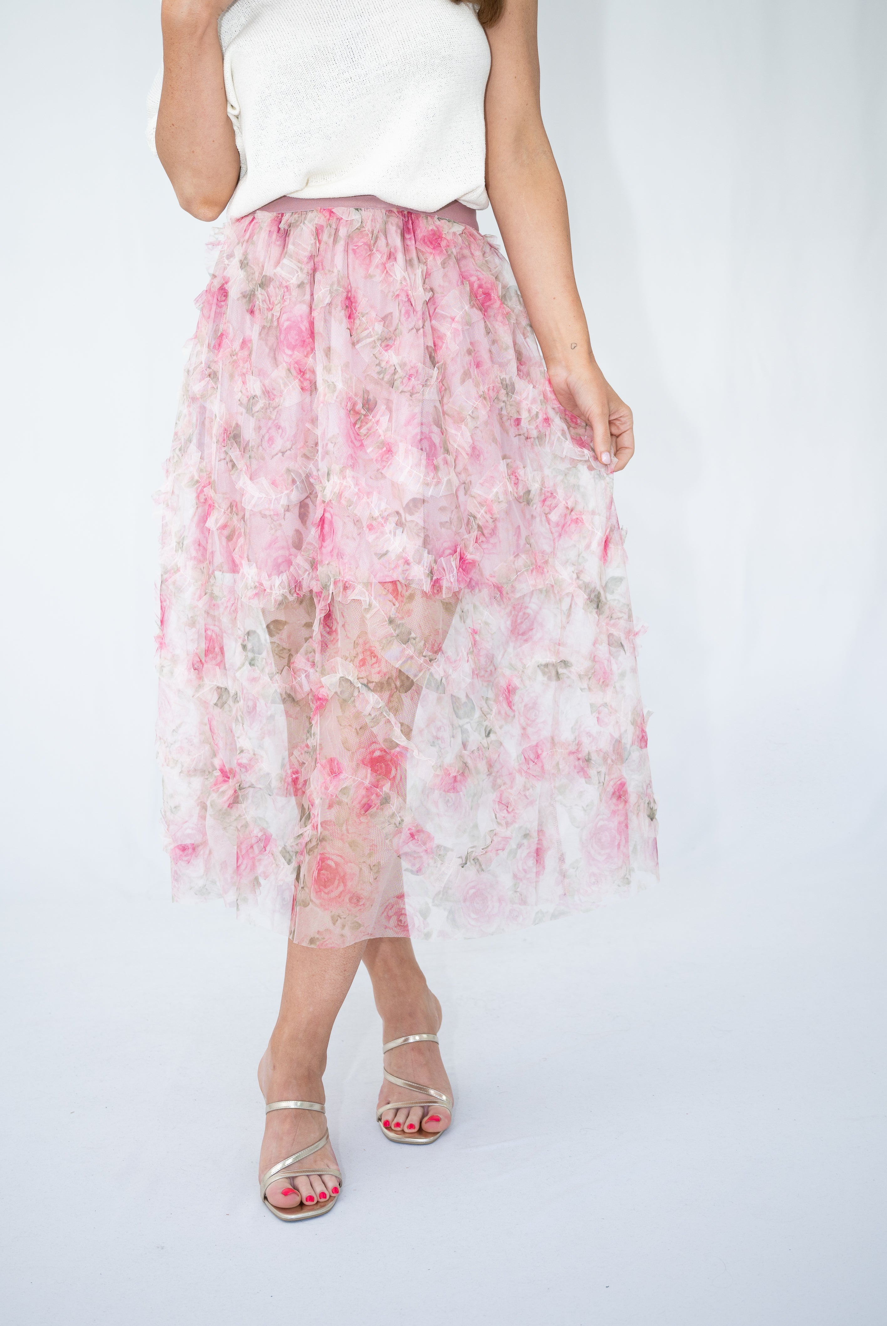 Yasmin Flower Mesh Skirt