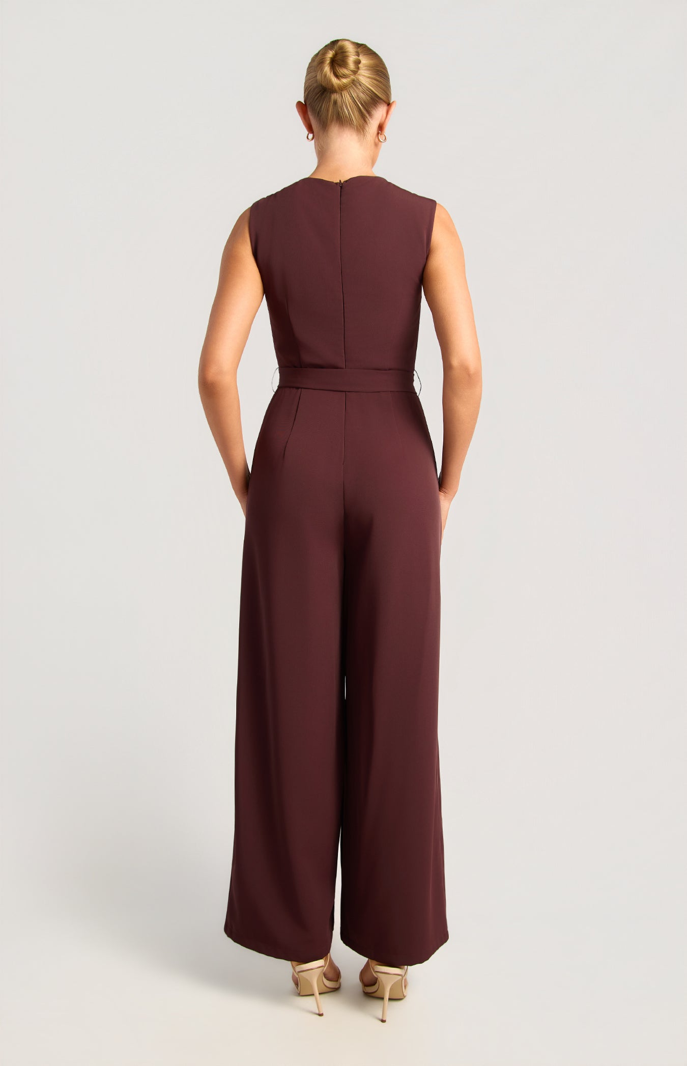 Carson Gold Buckle Jumpsuit Wine