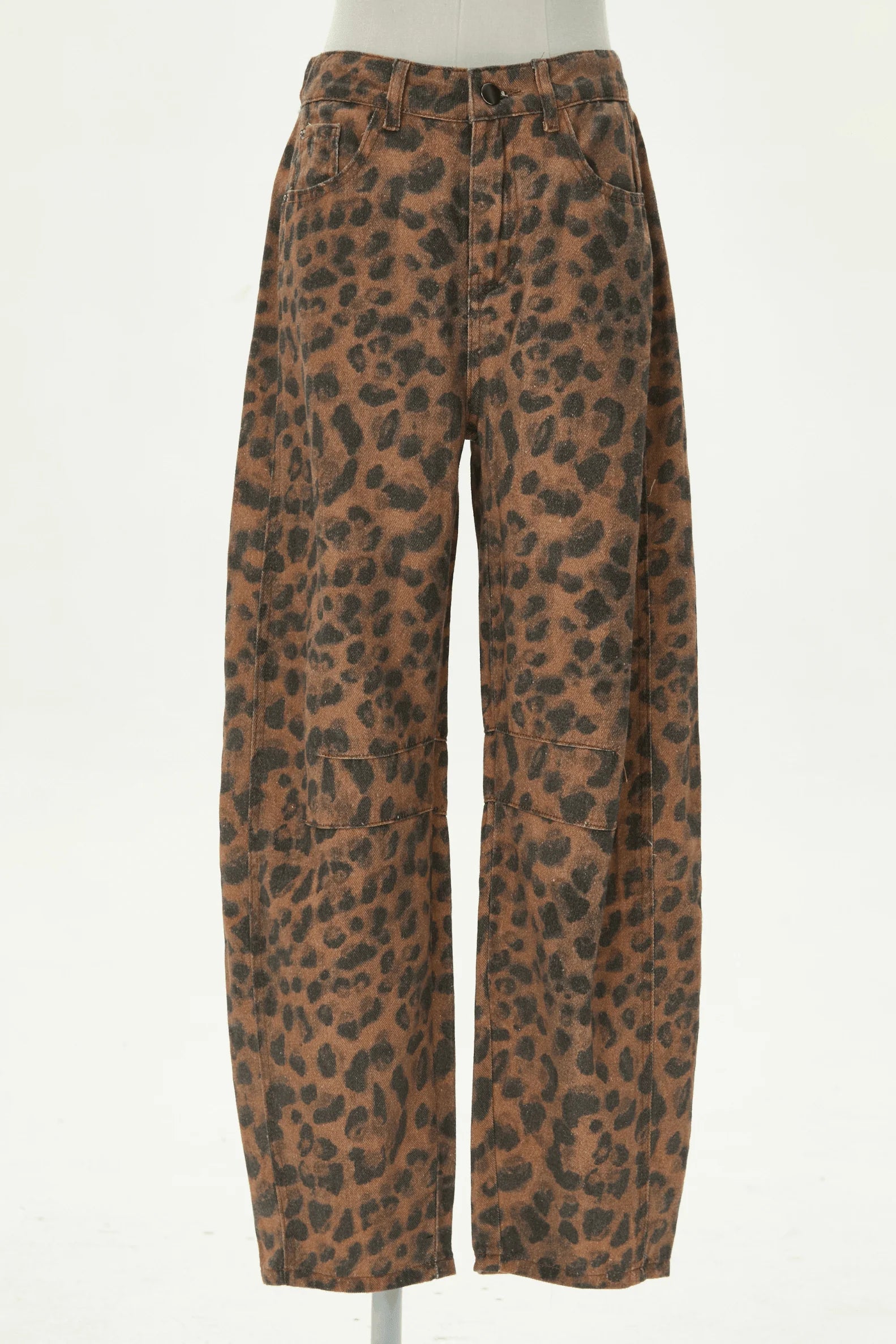 Animal Print Barrel Jeans