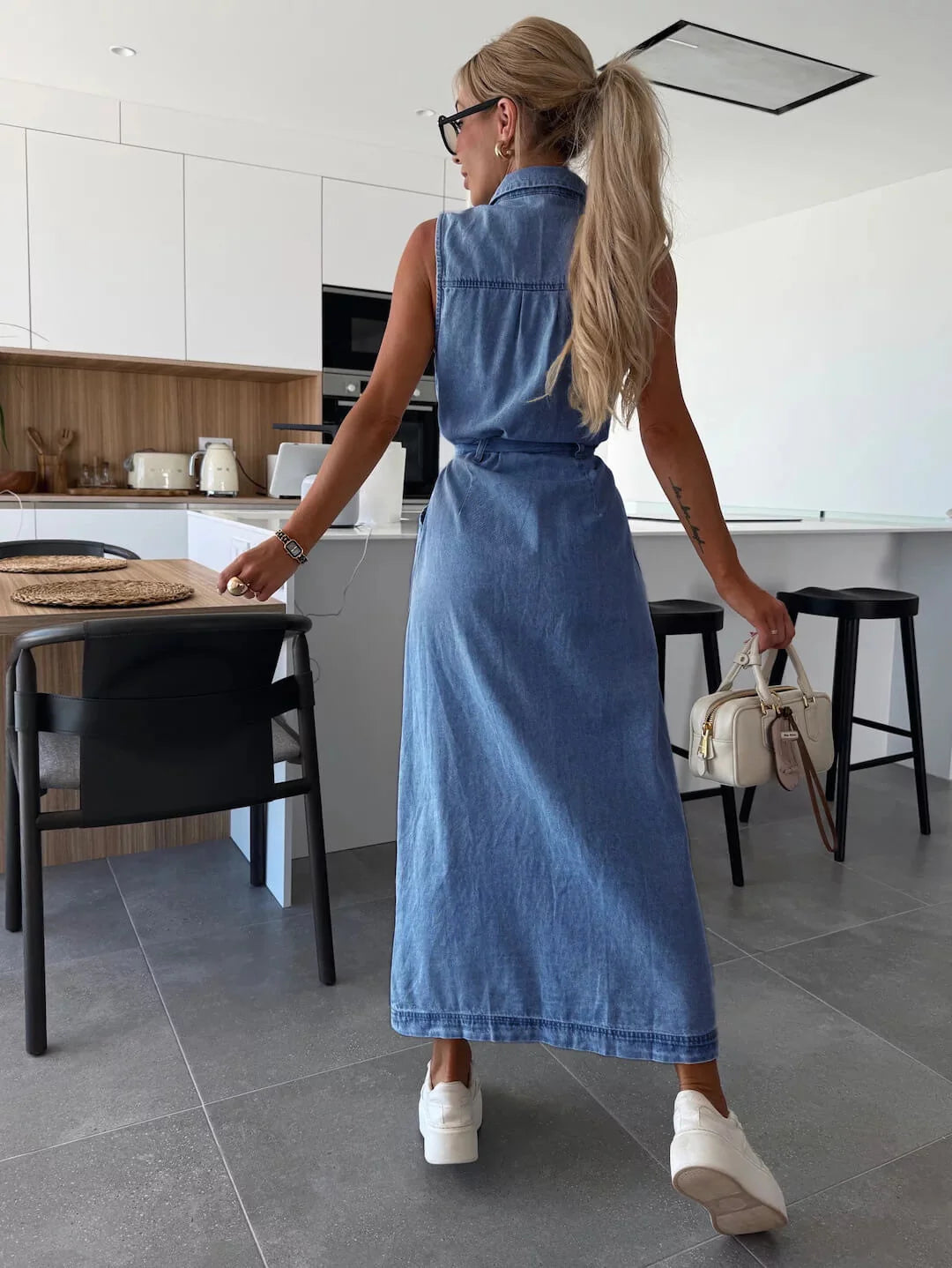 The Harper Dress Denim Blue
