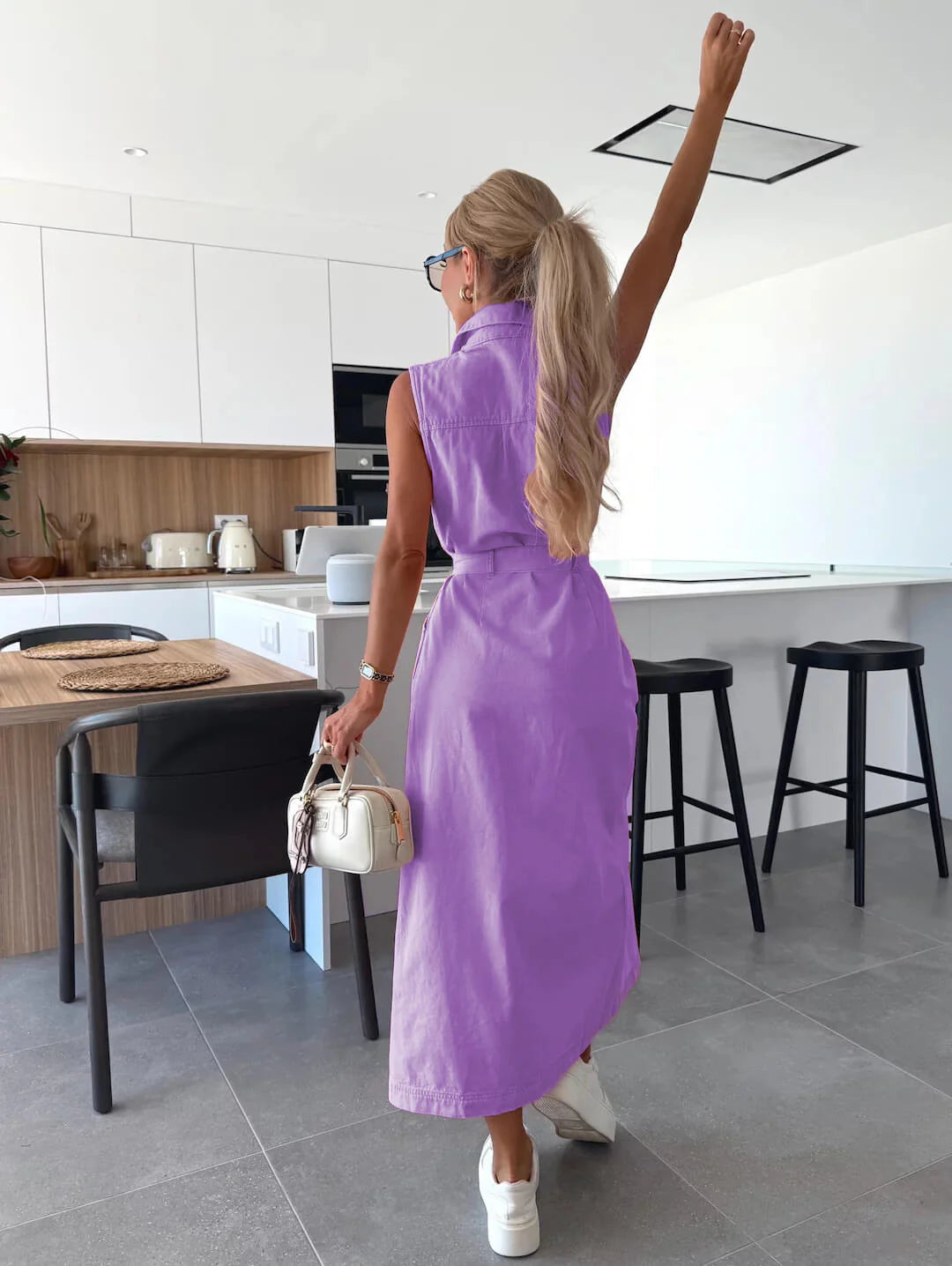 The Harper Dress Denim Lilac