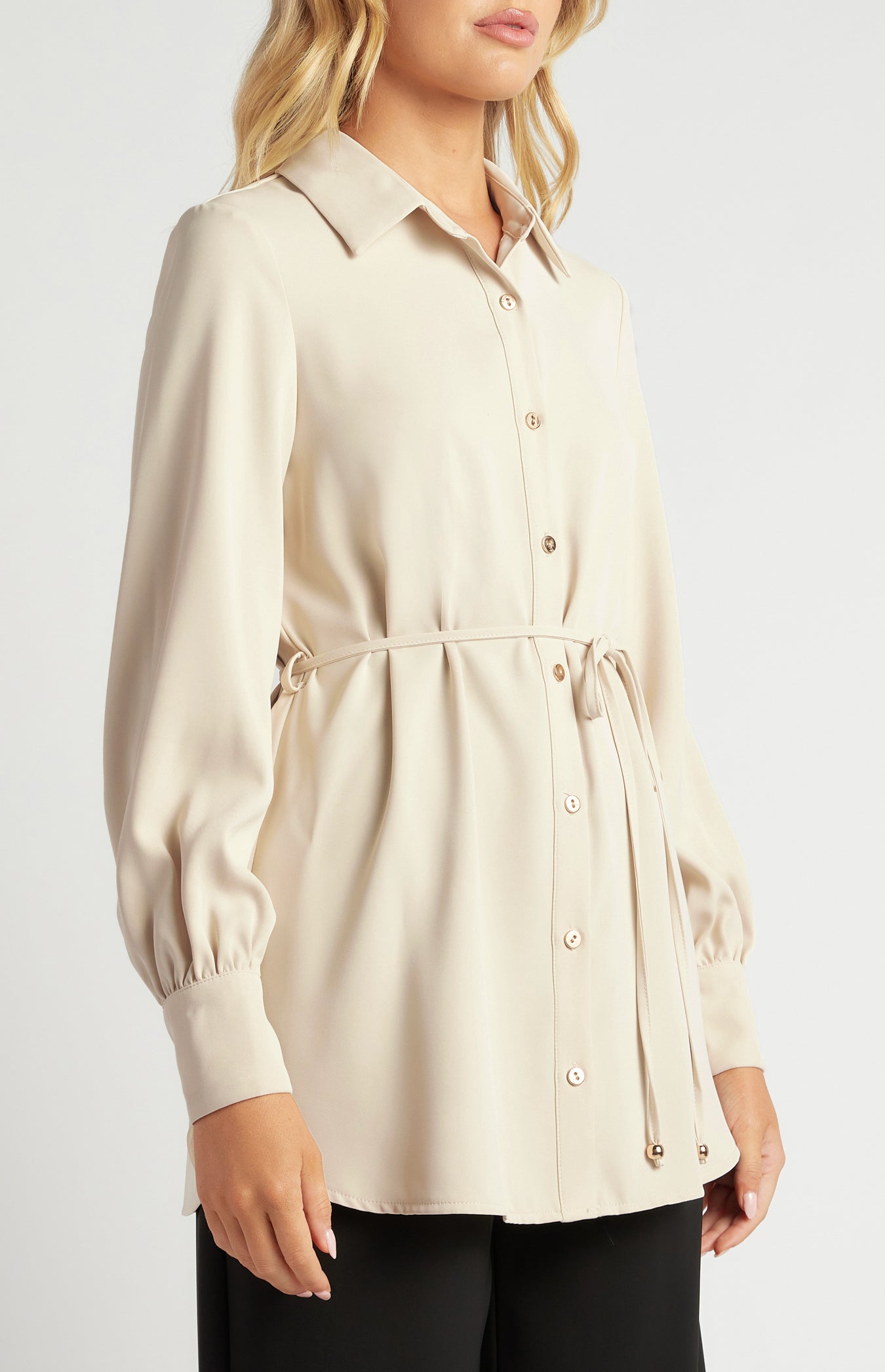 Leonie Longline Shirt Beige