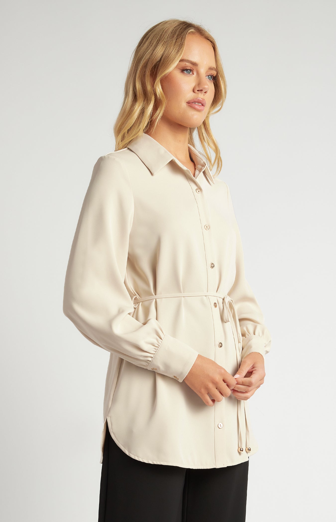 Leonie Longline Shirt Beige
