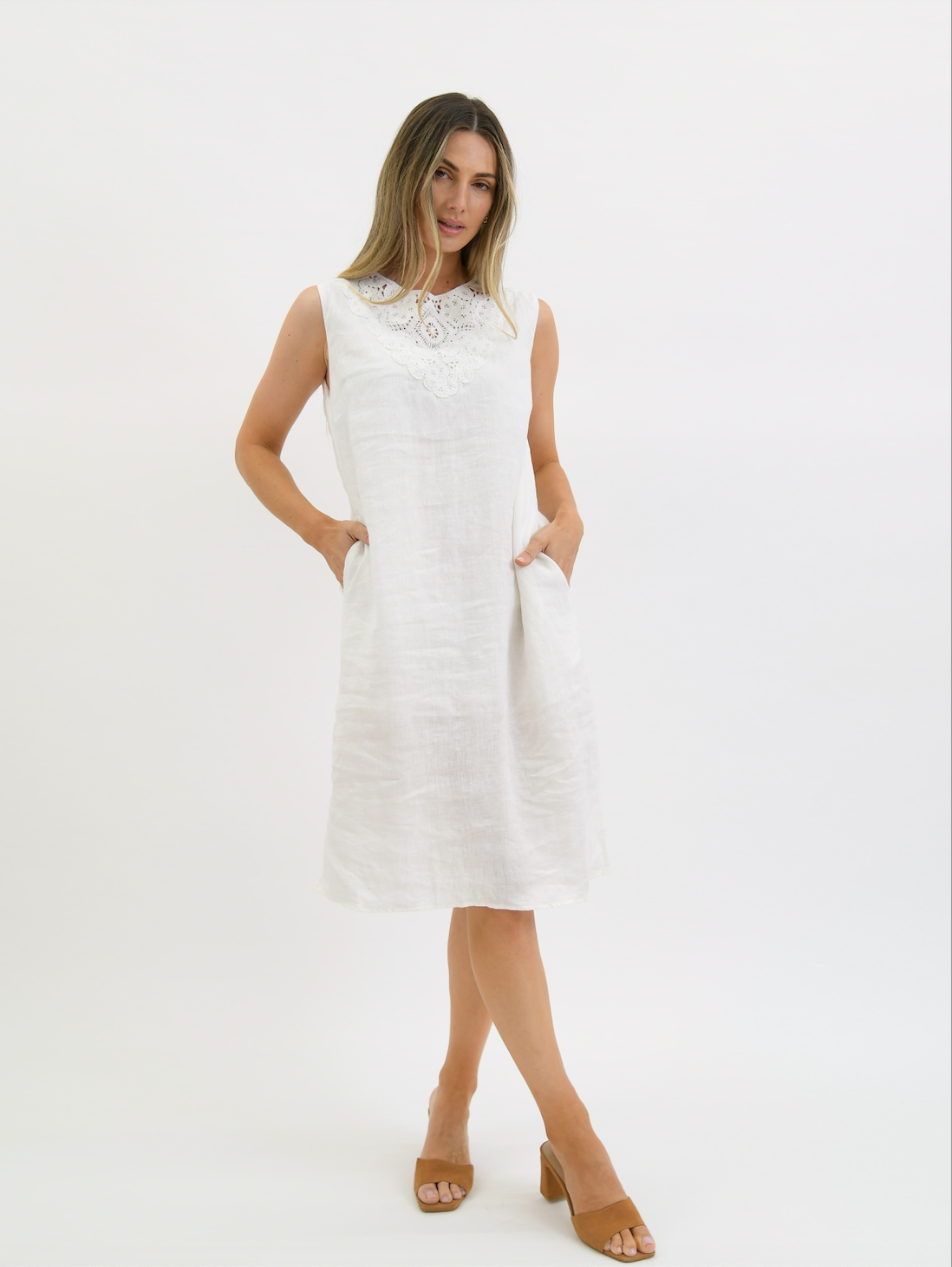 Lydia Linen Dress White