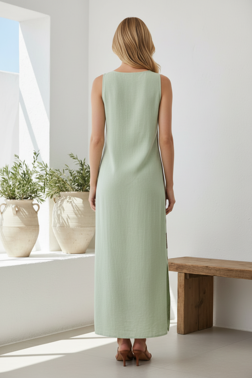 Ciella Side Print Maxi Dress Sage