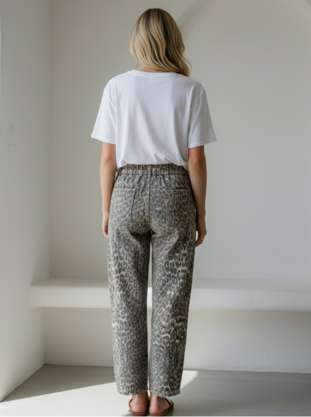 Tarah By Frankie Barrel Jean OG Leopard