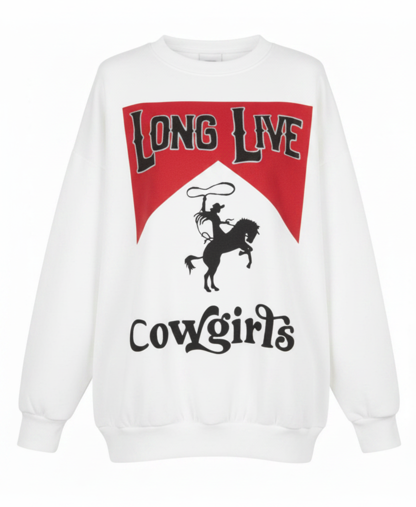 Long Live Cowgirls Fleece Top White