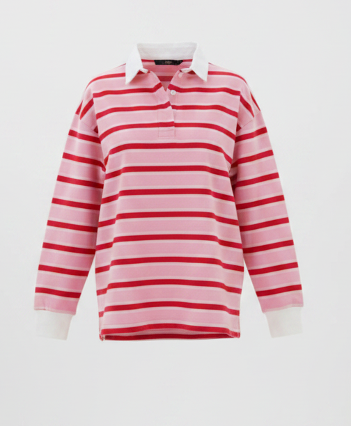 Charlie Stripe Rugby Top Red/Pink