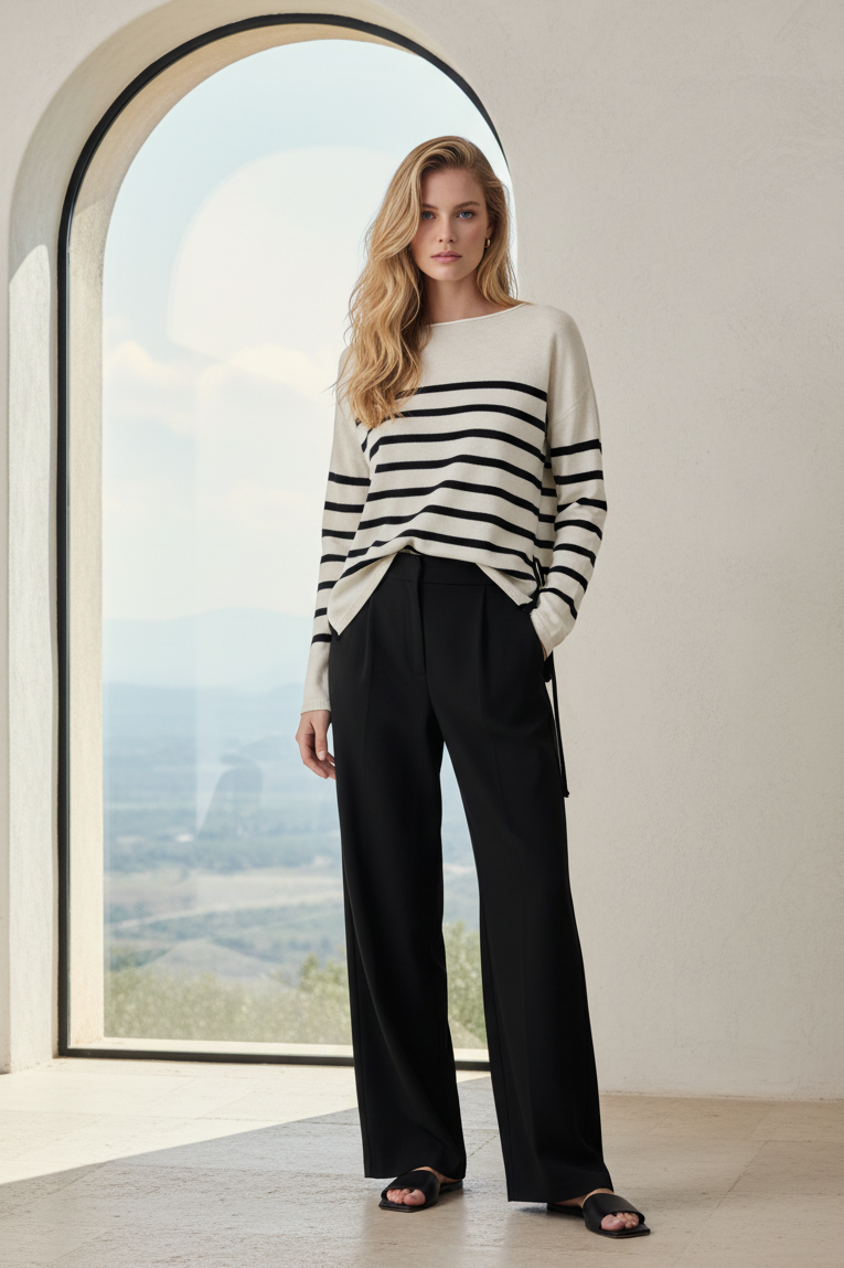 Bobbie Little Lies Knit Top Milk/Black