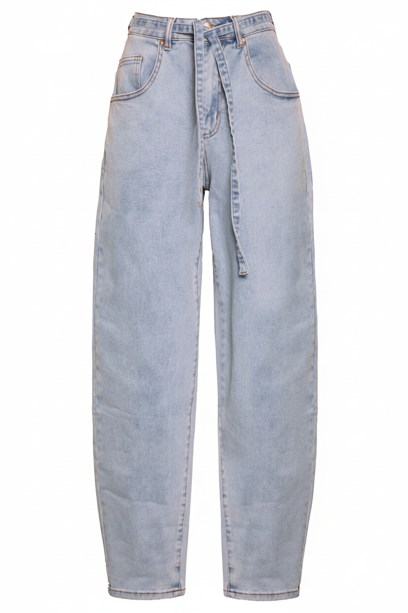 Airforce Blue Barrel Jeans