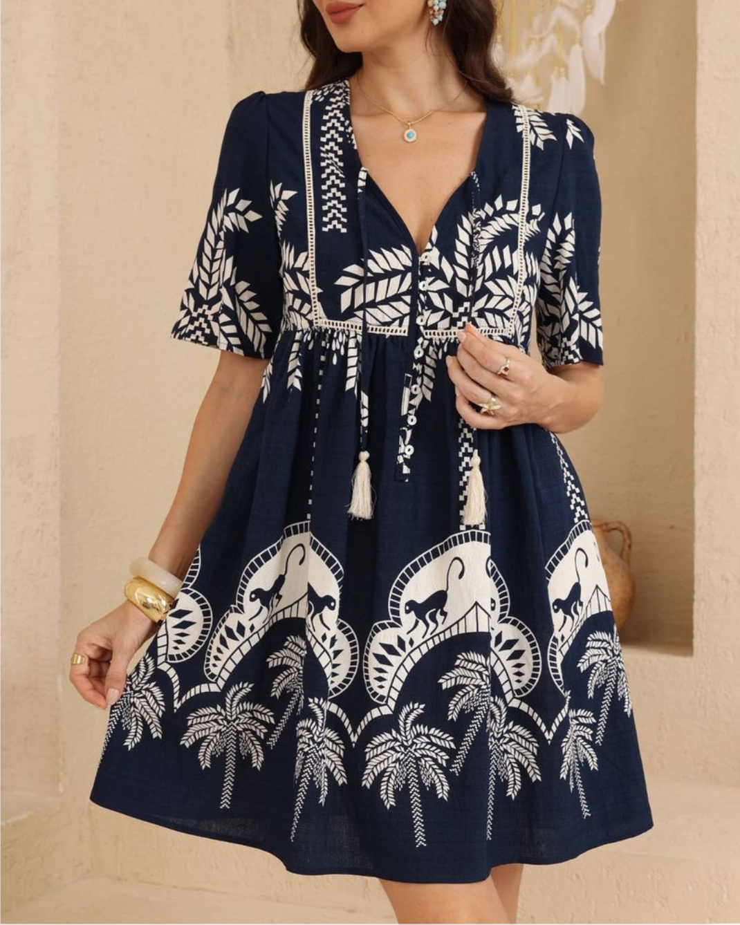 Midnight Safari Babydoll Dress