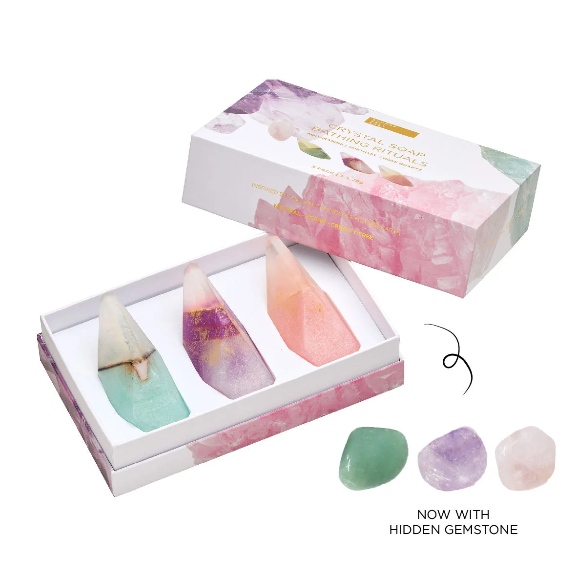 Crystal Soap Bathing Rituals with Gemstones - 3 Pack