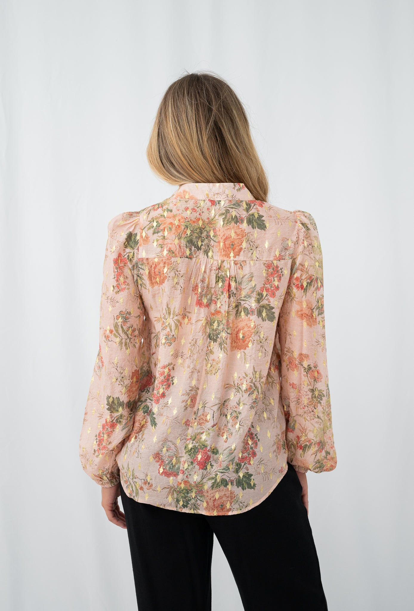 Serena Gold Leaf Blouse Pink