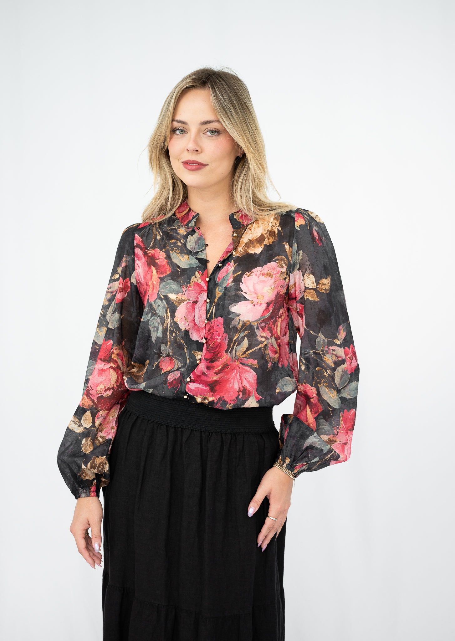 Rose Garden Blouse Black