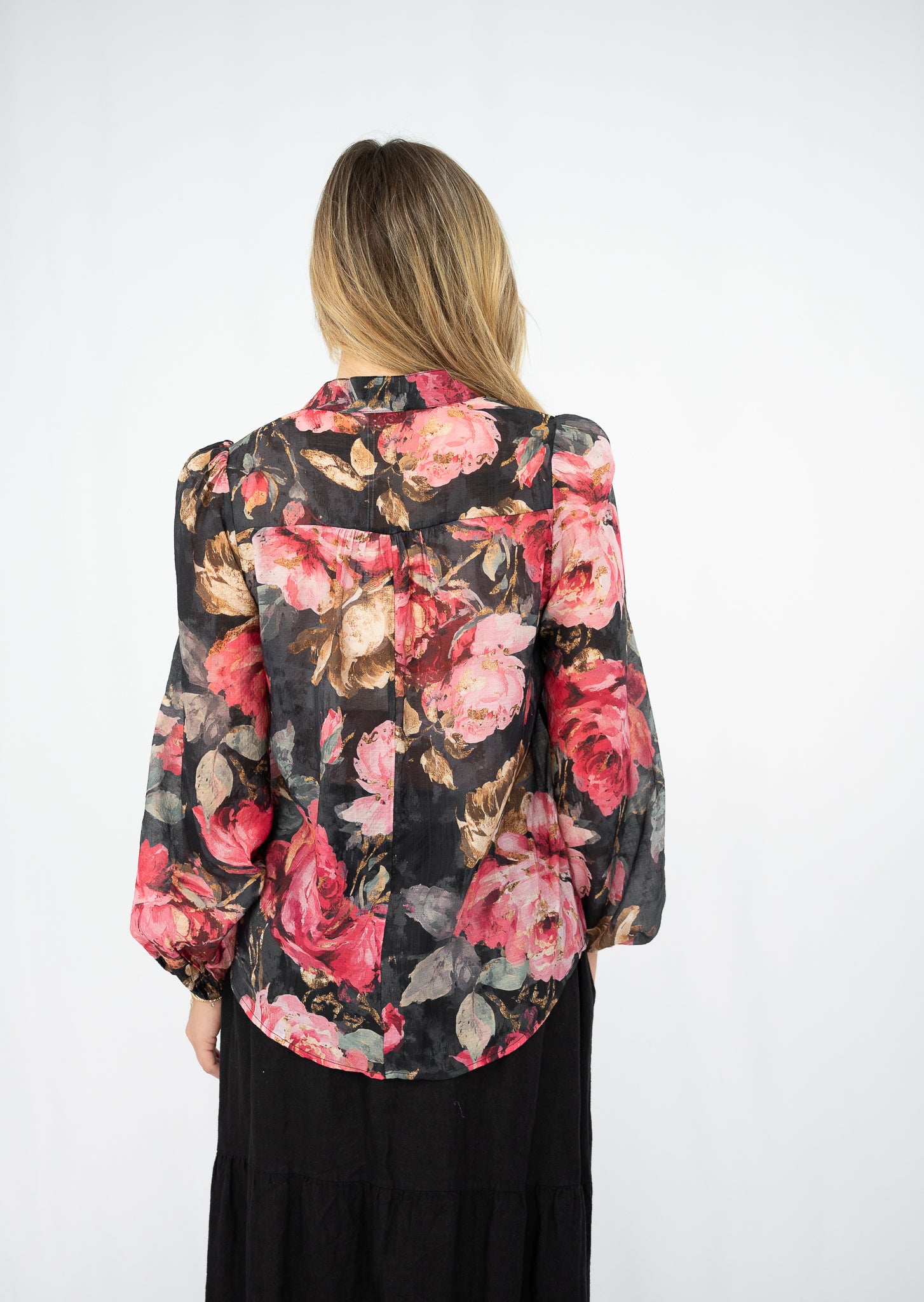 Rose Garden Blouse Black