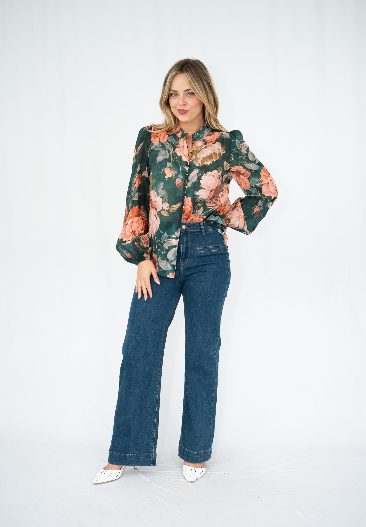 Rose Garden Blouse Forest Green