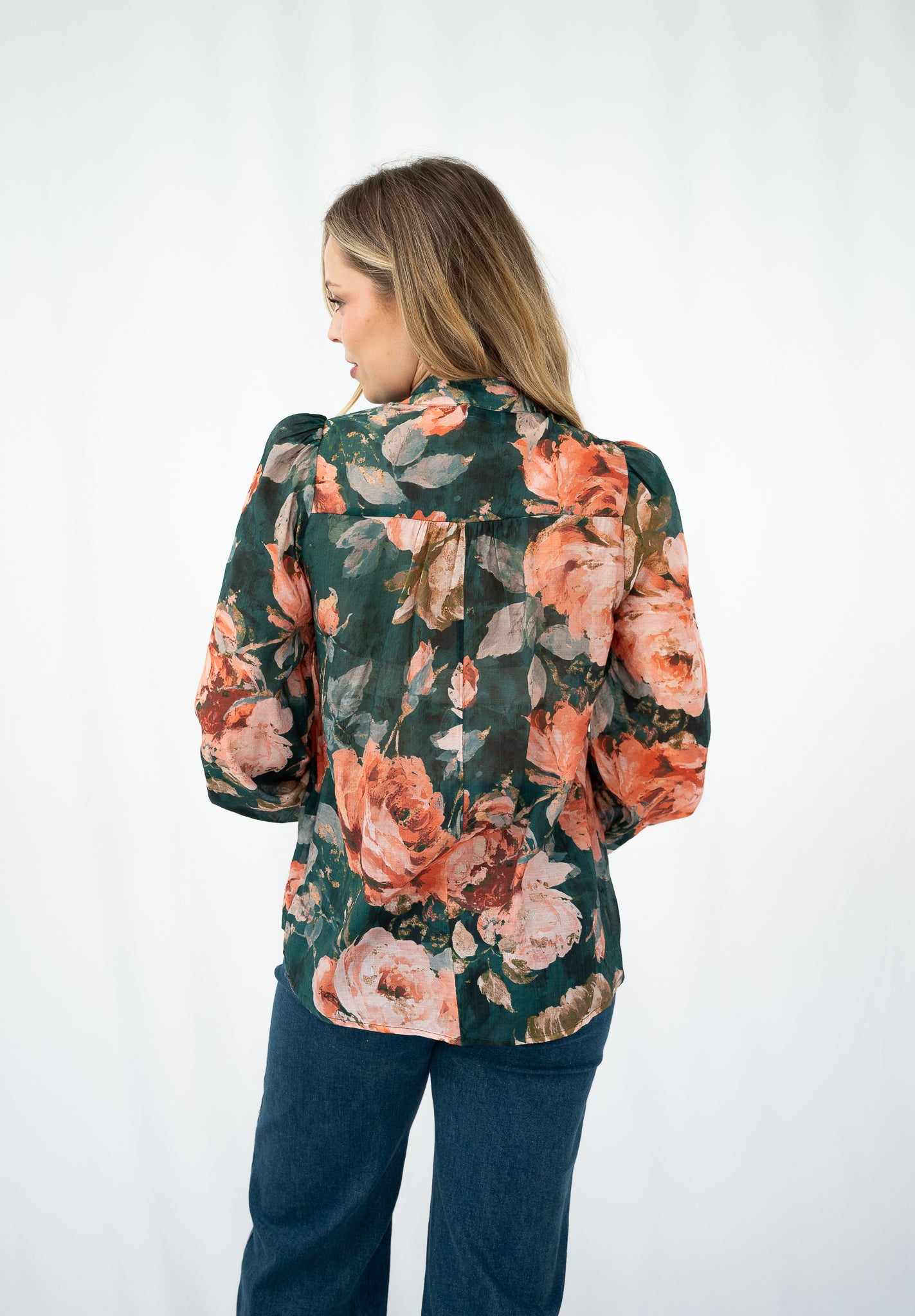 Rose Garden Blouse Forest Green