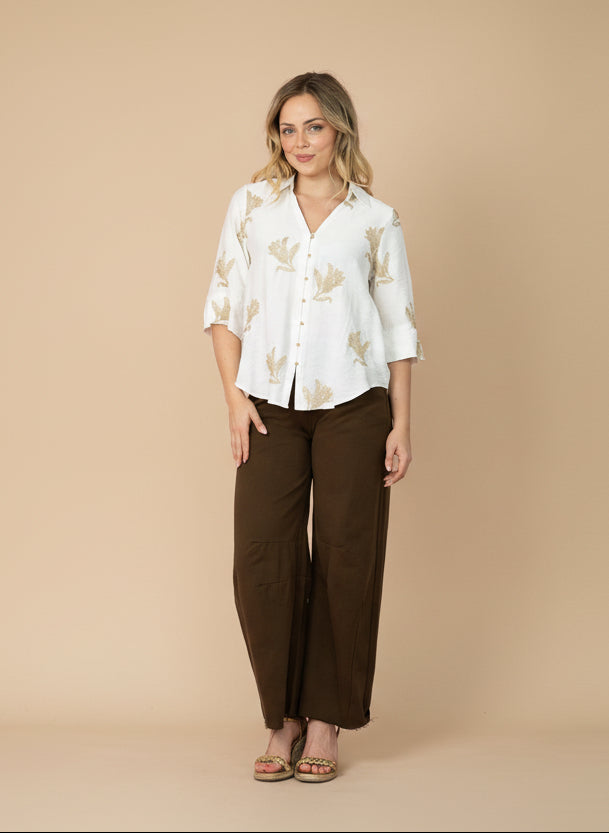 Mali Gold Petal Blouse White