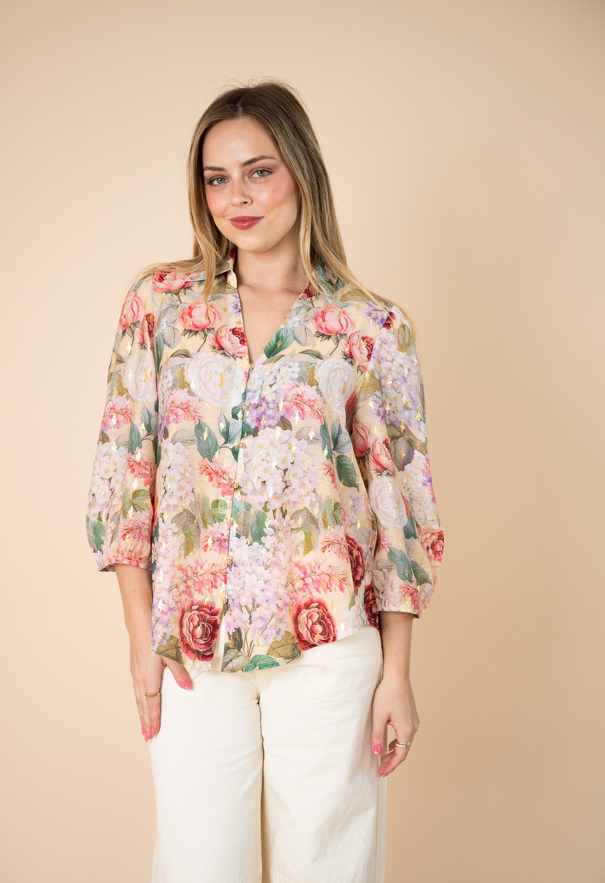 Thalia Foil Print Blouse