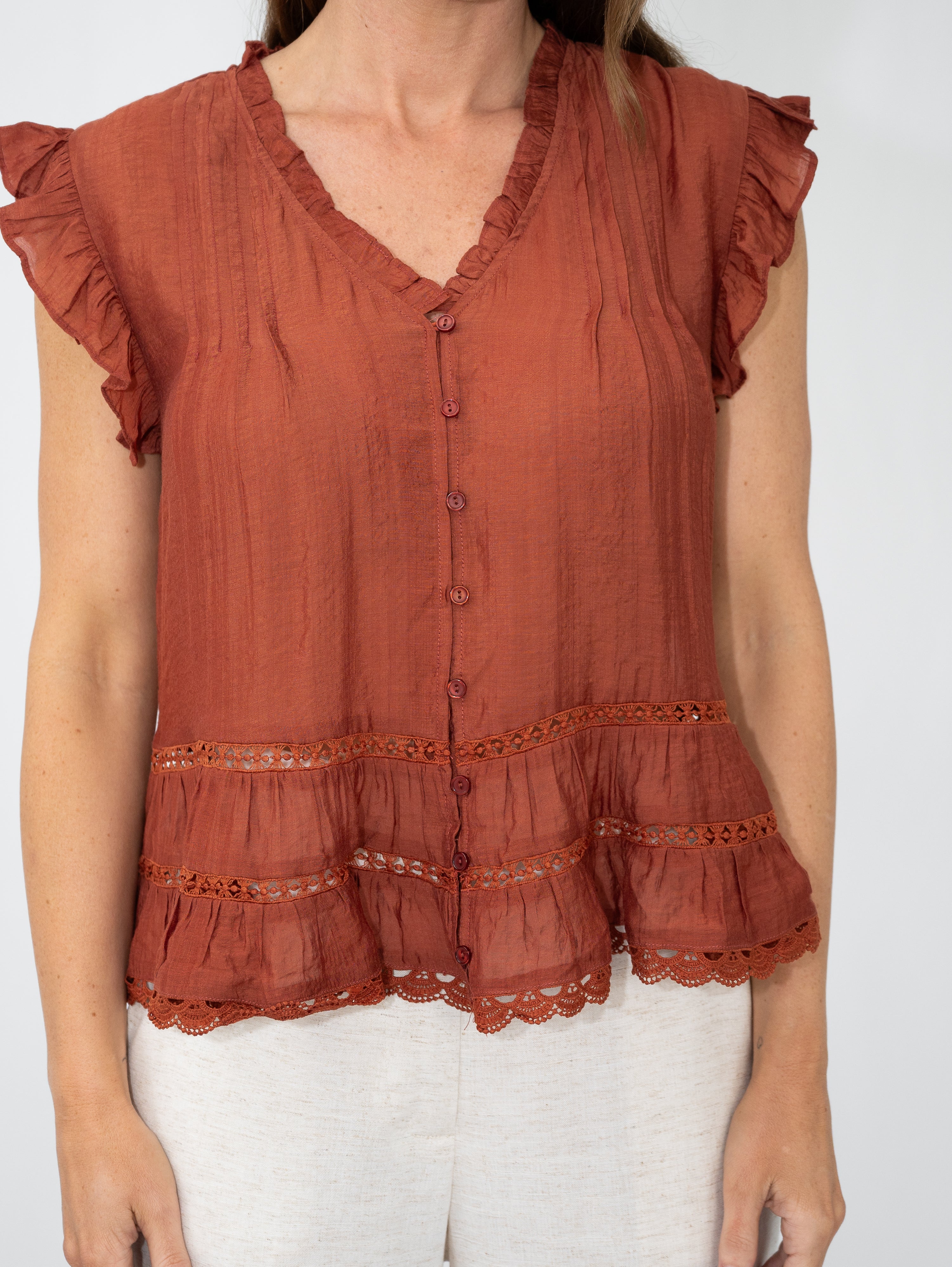 Babydoll Lace Hem Top