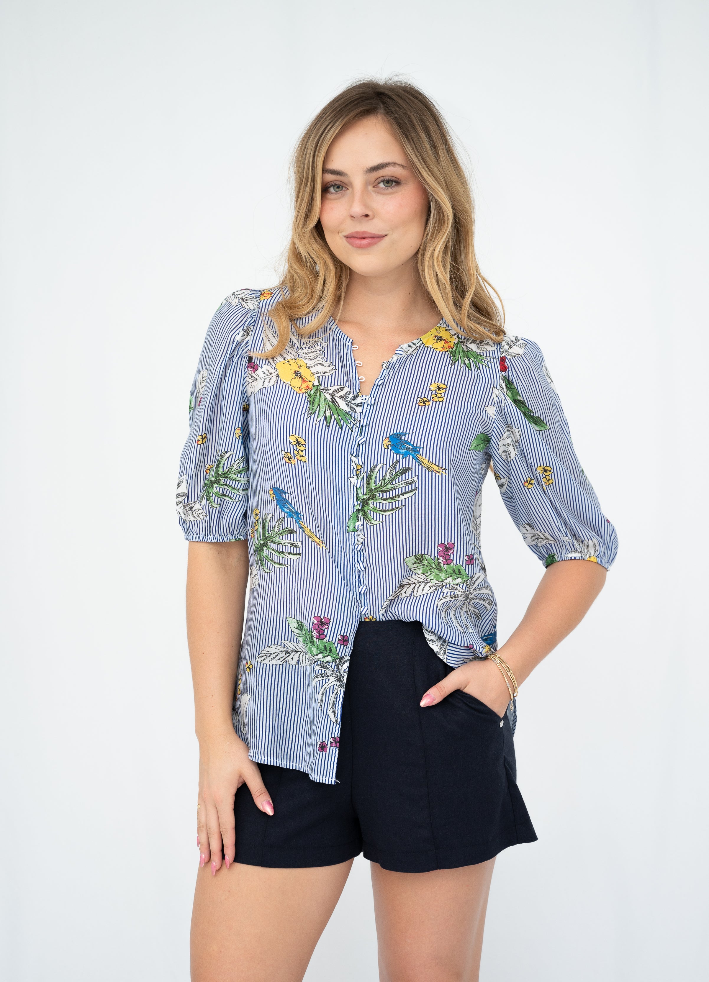 Calla Flower Stripe Shirt