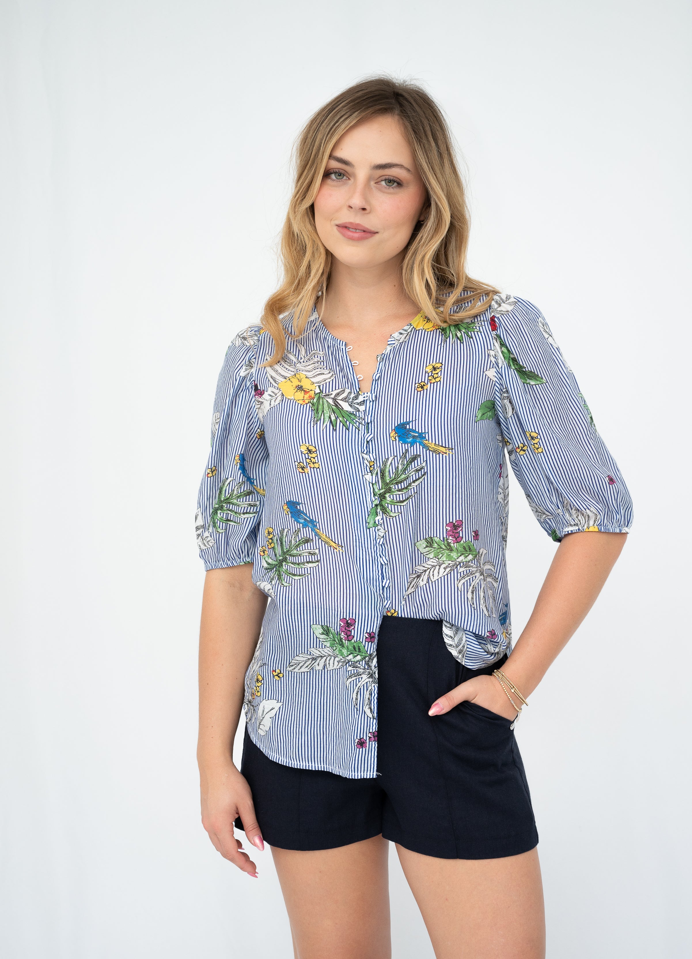 Calla Flower Stripe Shirt